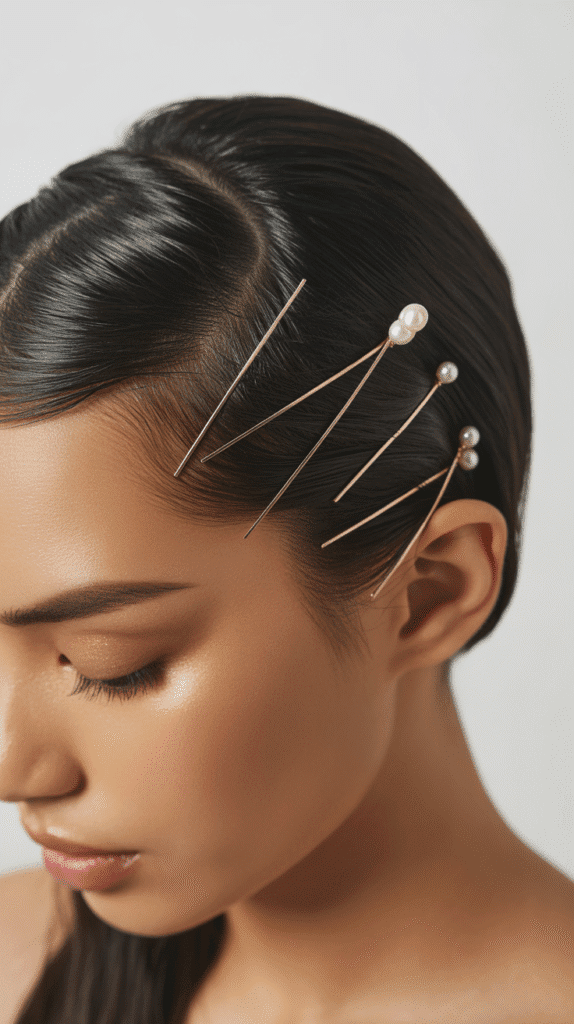 37 Easy Hairstyles to Keep Hair Out of Your Face 4 Sleek Side Part with Bobby Pins