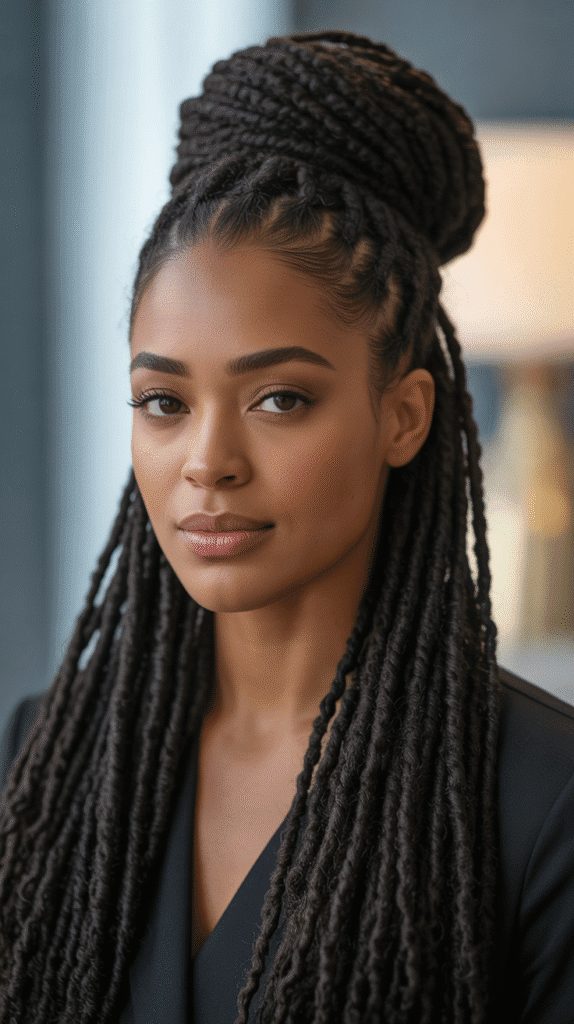 37 Gorgeous Long Dreadlock Styles for Black Women Full of Elegance 33 Long Locs Wrapped Bun