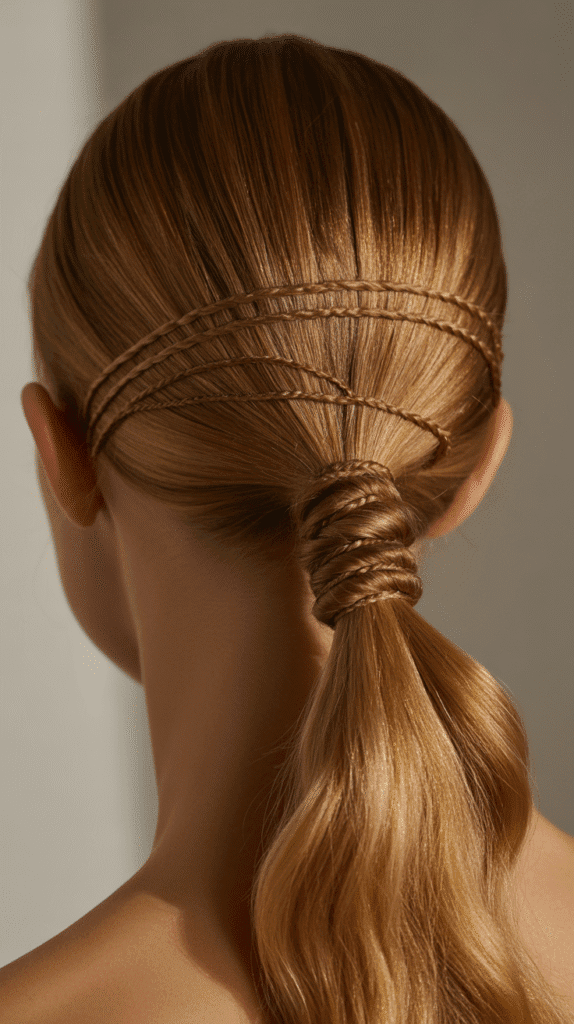 27 Chic Whimsical Hairstyles for Straight Hair That Add a Touch of Grace 20 Ponytail with Braided Wrap