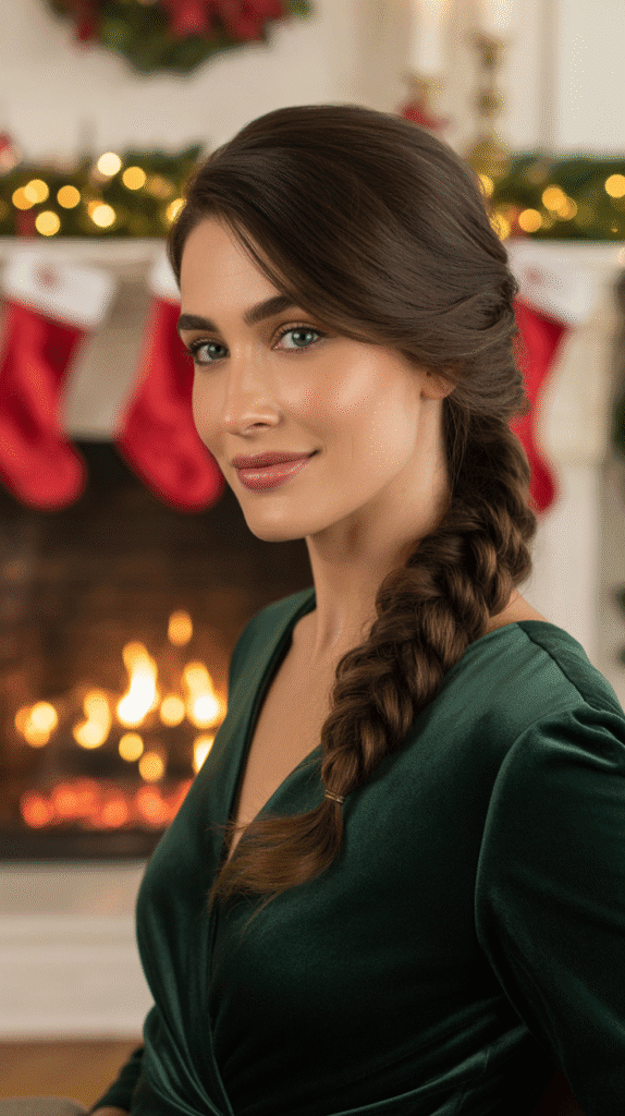 33 Simple Christmas Party Hairstyles for Medium Hair That Look Stunning 11 Fishtail Braid Side Ponytail
