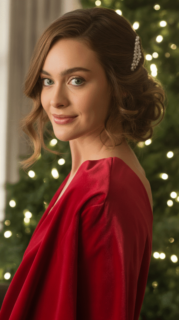 33 Simple Christmas Party Hairstyles for Medium Hair That Look Stunning 1 Classic Half-Up Half-Down with Curls