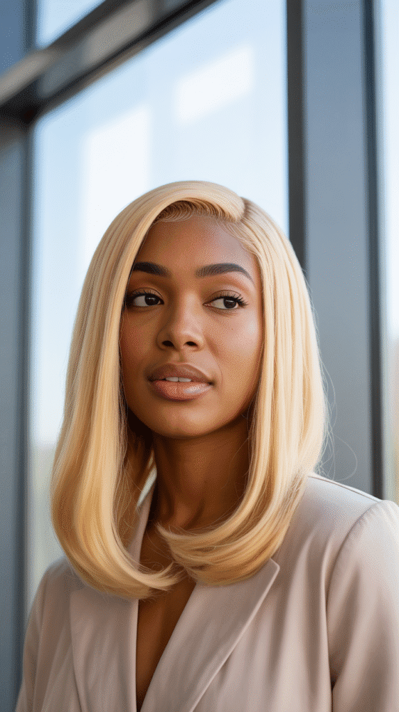 30 Gorgeous Blonde Wig Hairstyles for Black Women You Need to Try 5 Butter Blonde Shoulder-Length Straight