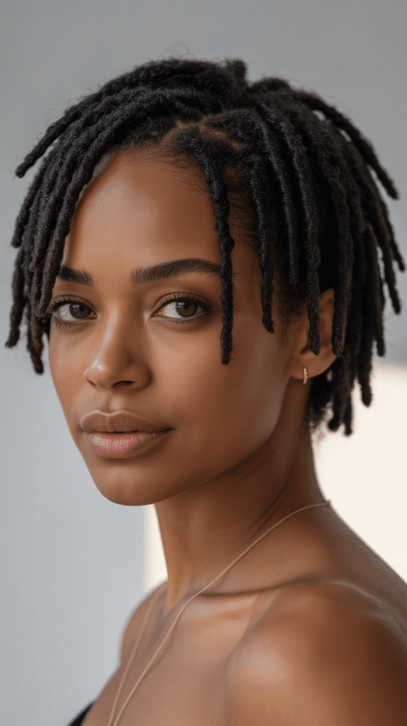 33 Trendy Short Dreadlock Styles for Black Women to Copy Now 31 Short Locs Slicked Back