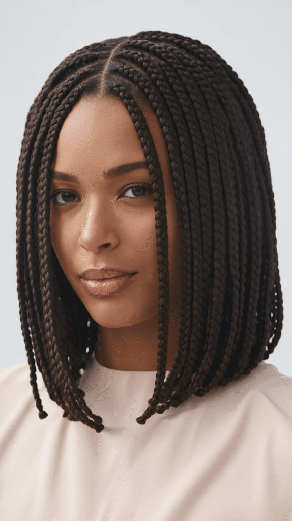 27 Chic Short Braided Hairstyles for Black Women 1 Short Box Braids Bob