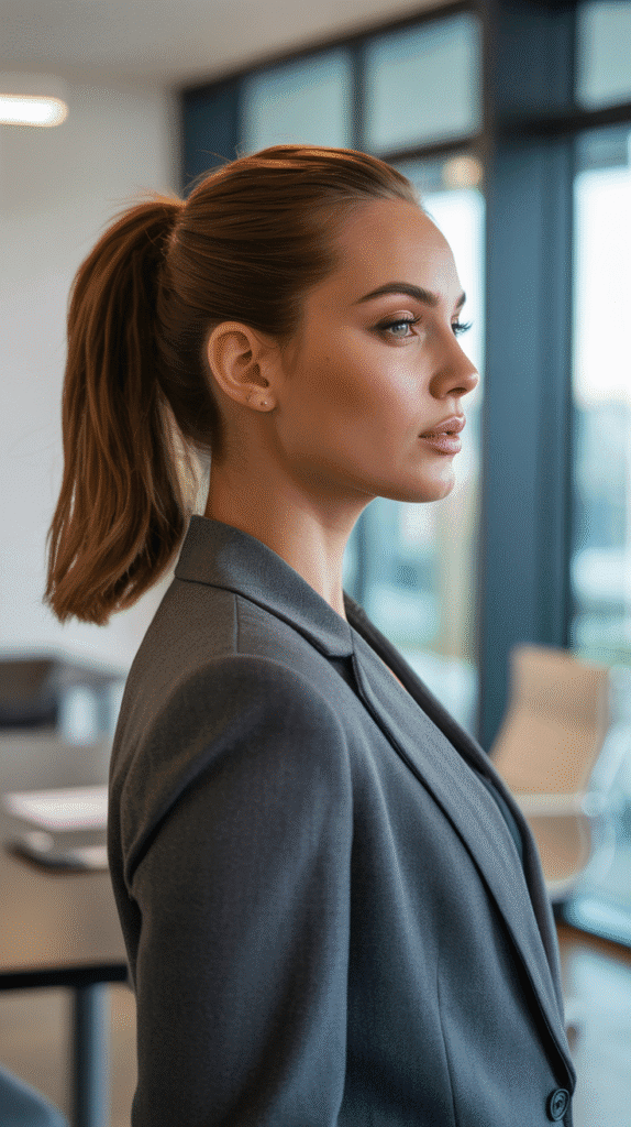 37 Easy Hairstyles to Keep Hair Out of Your Face 1 Classic High Ponytail