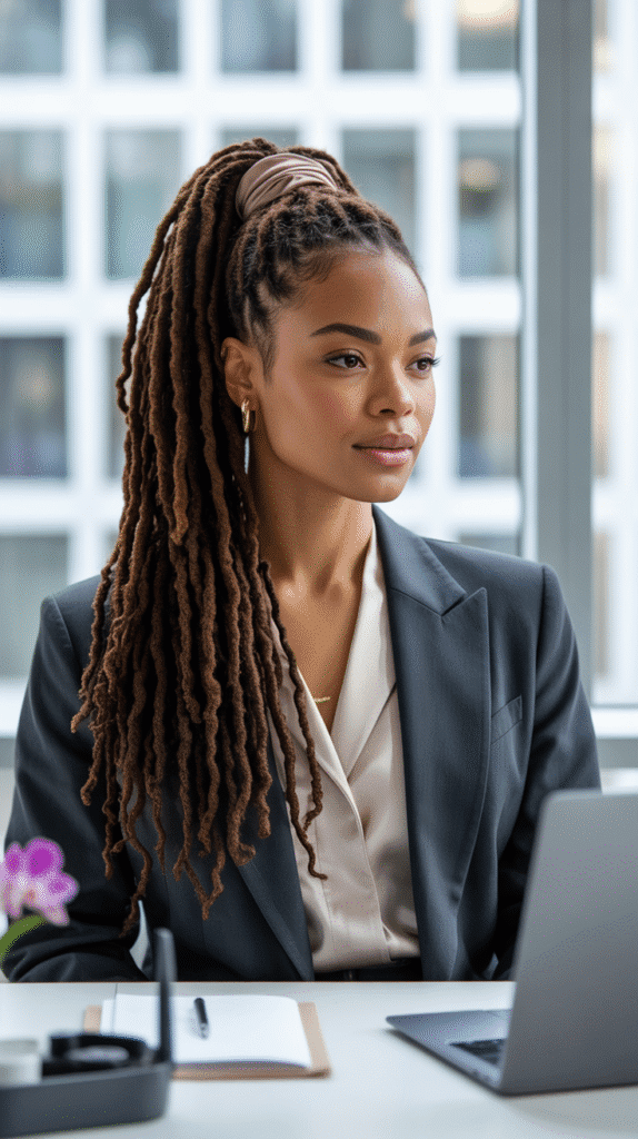 33 Latest Dreadlock Styles for Long Hair That Turn Heads 24 Rope Twist Ponytail