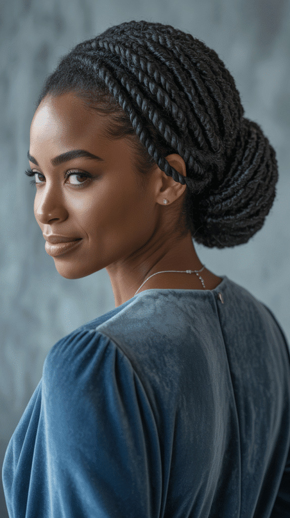 33 Latest Dreadlock Styles for Long Hair That Turn Heads 12 Rope Twist Low Bun
