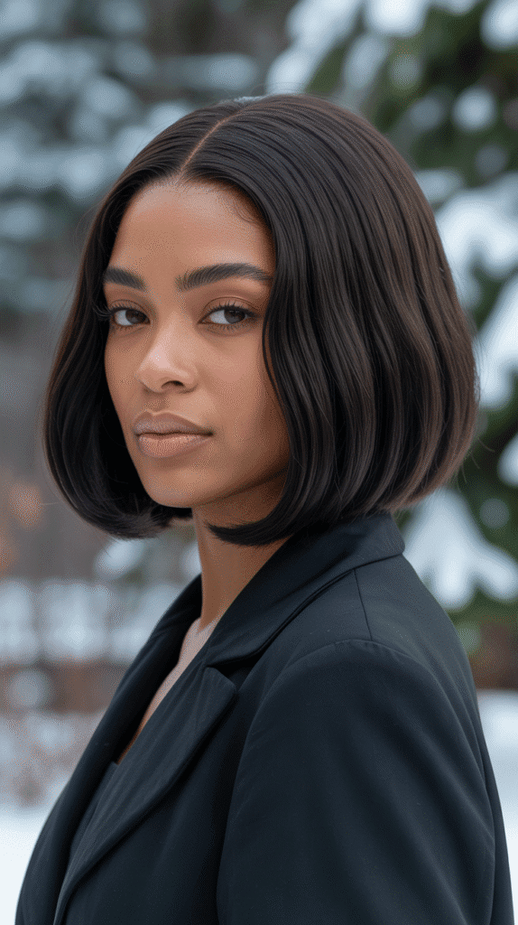 30 Gorgeous Winter Wig Styles for Black Women You'll Want to Try Now 1 Sleek Straight Bob with Middle Part