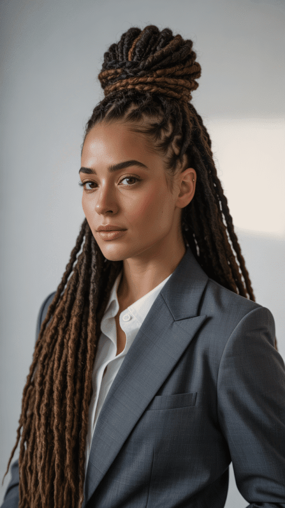 33 Latest Dreadlock Styles for Long Hair That Turn Heads 9 Braided Bun Combo
