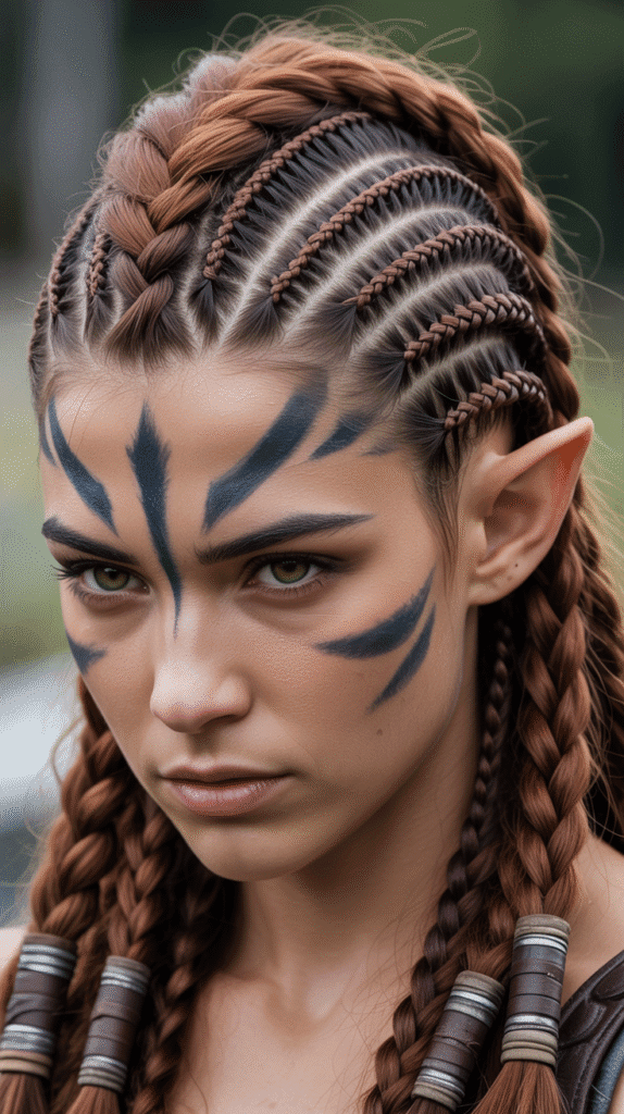 30 Enchanting Elf Hairstyle Drawings to Spark Your Fantasy Inspiration 8 Warrior Mohawk Braids