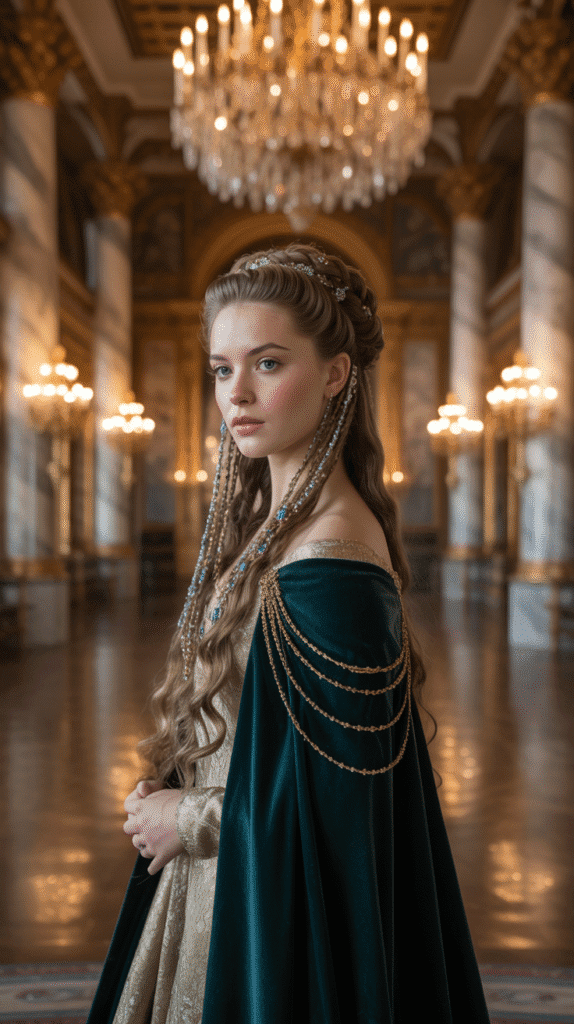 27 Beautiful Medieval Braided Hairstyles for Princesses 17 Braided Updo with Jeweled Accessories
