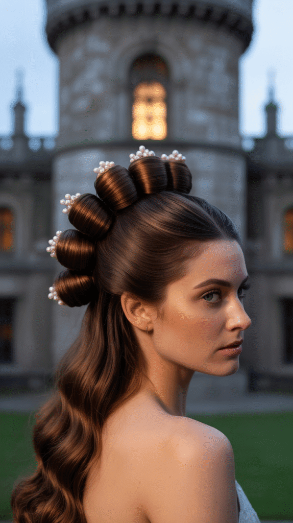 27 Elegant Medieval Updo Hairstyles for Princesses 27 The Stacked Coiled Buns
