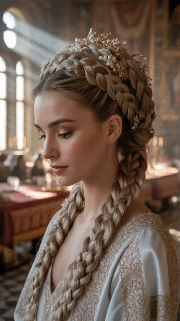 30 Fairytale-Inspired Medieval Hairstyles for Princesses 10 Crowned Braided Updo