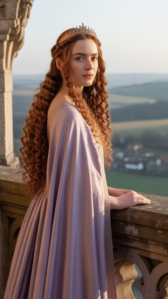 33 Step-by-Step Medieval Hairstyles for Princesses 10 The Braided Half-Crown with Curls