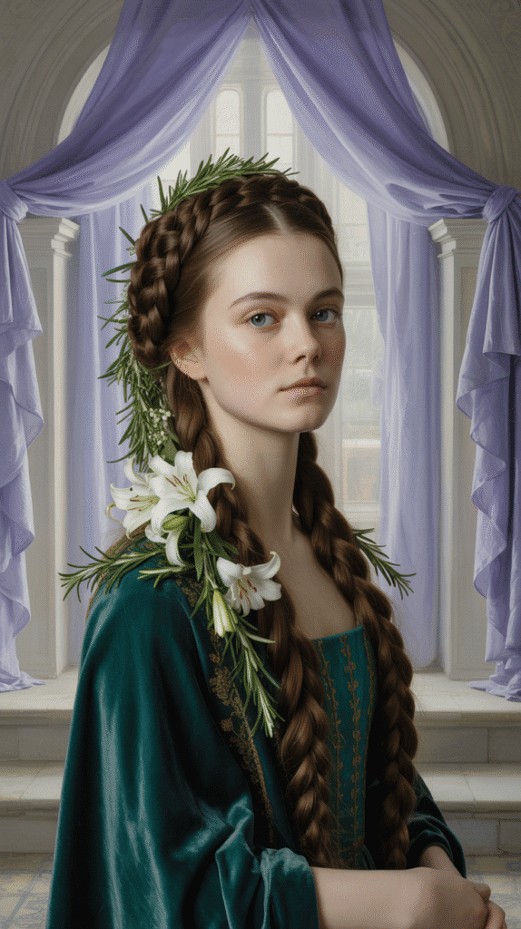 30 Regal Medieval Hairstyles for Princesses and Queens 12 The Braided Updo with Fresh Flowers