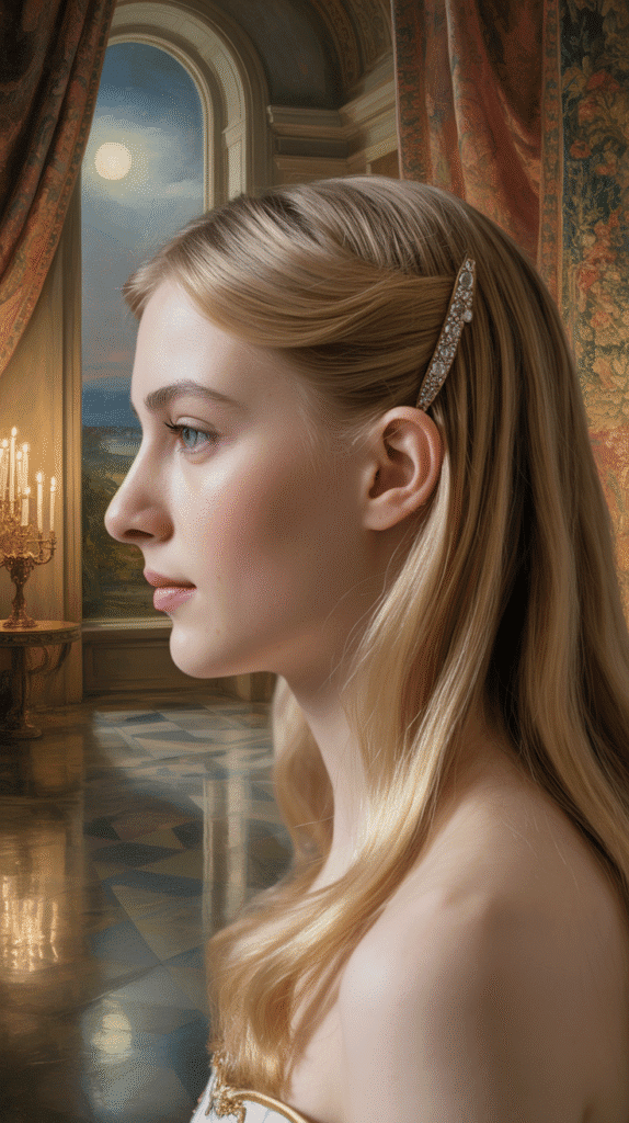33 Gorgeous Medieval Hairstyles for Blonde Princesses 20 Sleek Side Part with Temple Tucks