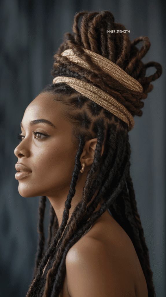 30 Chic Dreadlock Styles for Black Women 2025 You'll Love 4 Twisted Crown Updo