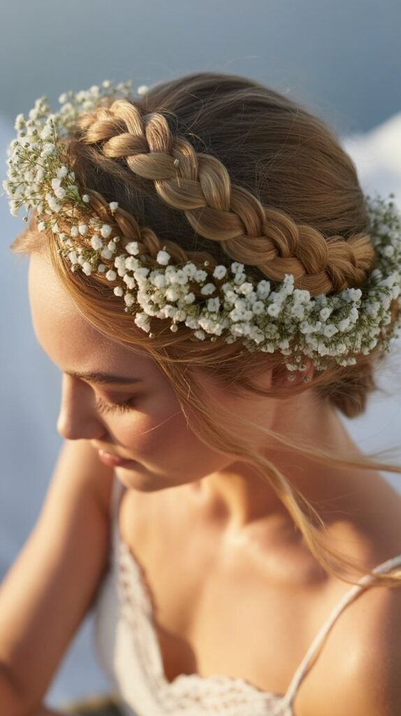 Rope Braid with Baby's Breath Halo