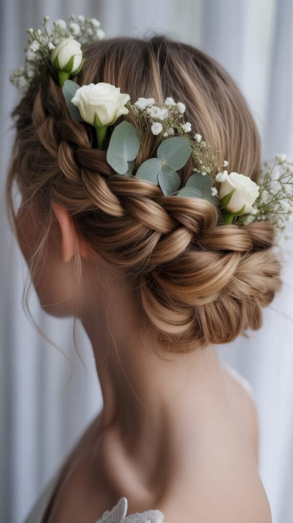 Braided Chignon with Flowers