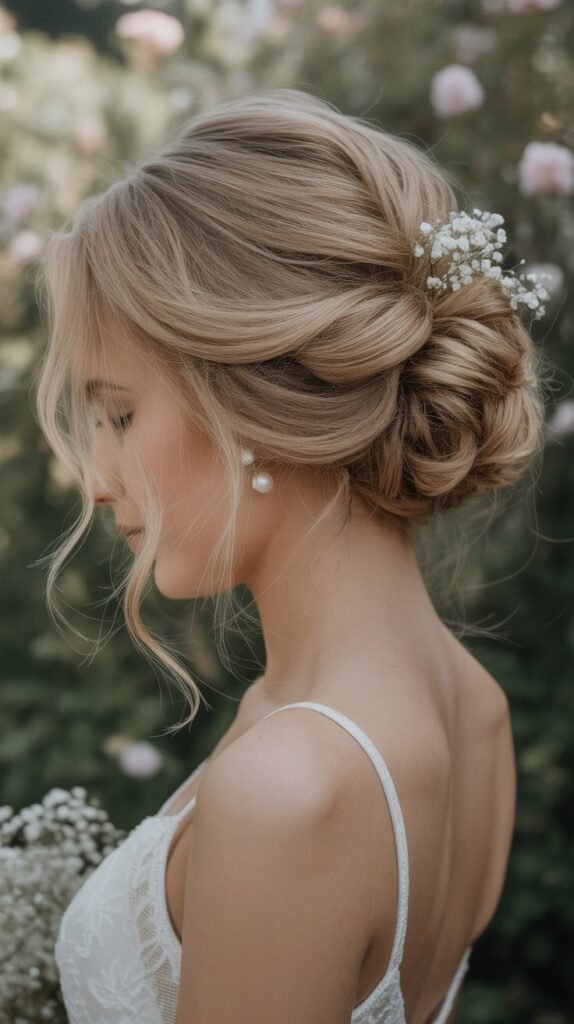 Loose Updo with Hanging Tendrils