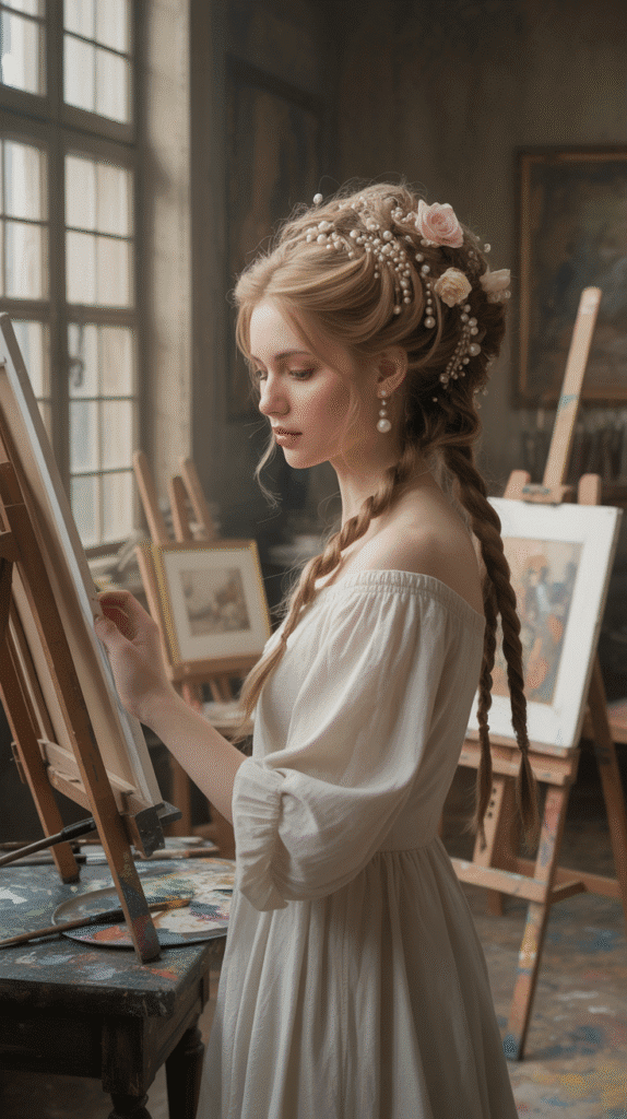 27 Creative Medieval Hairstyle Ideas for Princesses 27 Asymmetrical Braided Updo