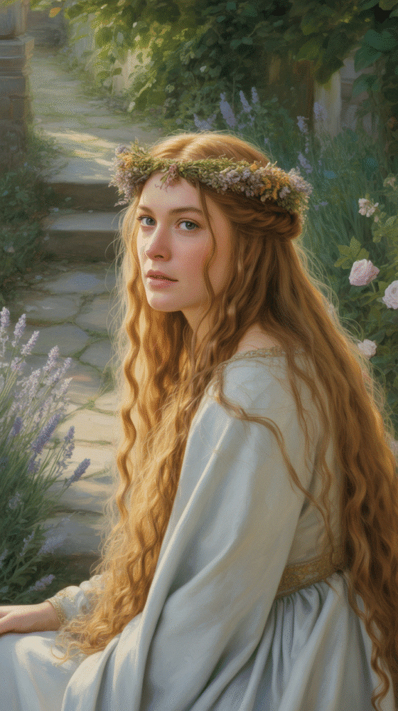 27 Royal Medieval Hairstyles for Princesses with Crowns 14 The Half-Up Twisted Crown Style