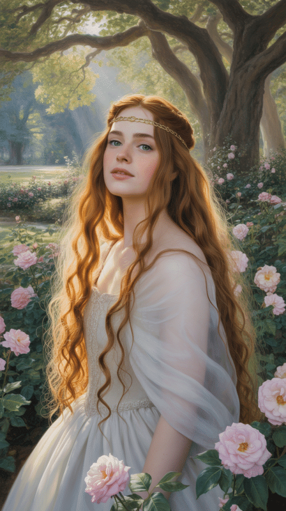 33 Enchanting Medieval Wedding Hairstyles for Princesses 2 Loose Flowing Waves with Circlet