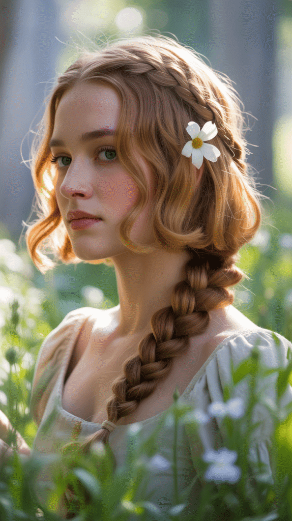 33 Chic Medieval Hairstyles for Short-Haired Princesses 27 The Waterfall Braid Adaptation