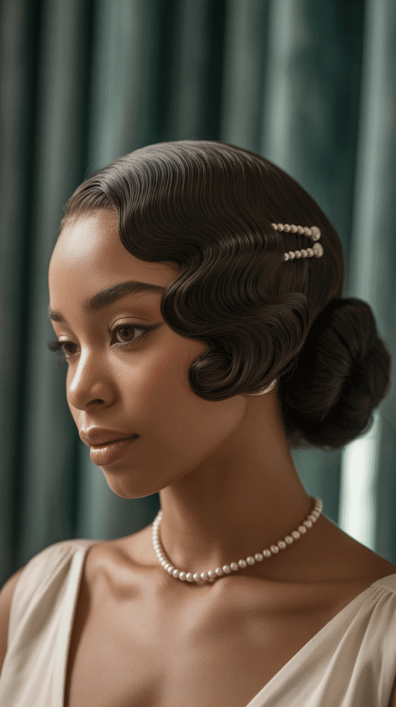 30 Beautiful 1930s Hairstyles for Black Women That Inspire Grace 4 Deep Waves with Low Chignon