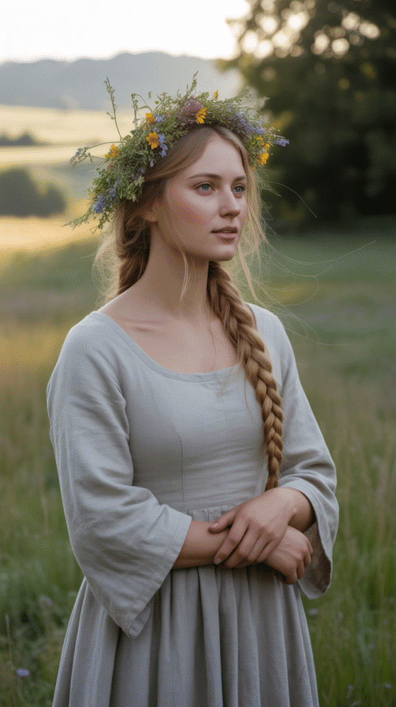 33 Step-by-Step Medieval Hairstyles for Princesses 12 The Milkmaid Braid Crown