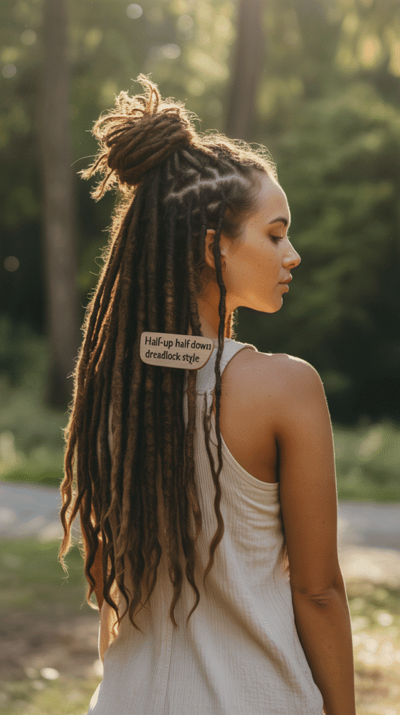 27 Latest Dreadlock Styles That Are Trendy and Timeless 14 Dreadlock Half-Up Half-Down