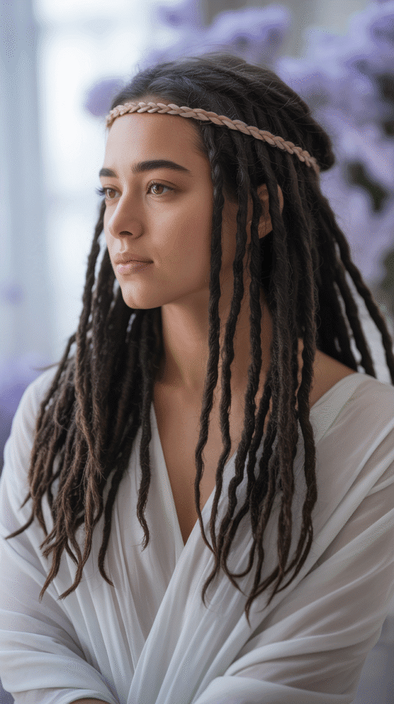 27 Latest Dreadlock Styles for Ladies That Slay Every Look 22 Dreadlock Halo Braid