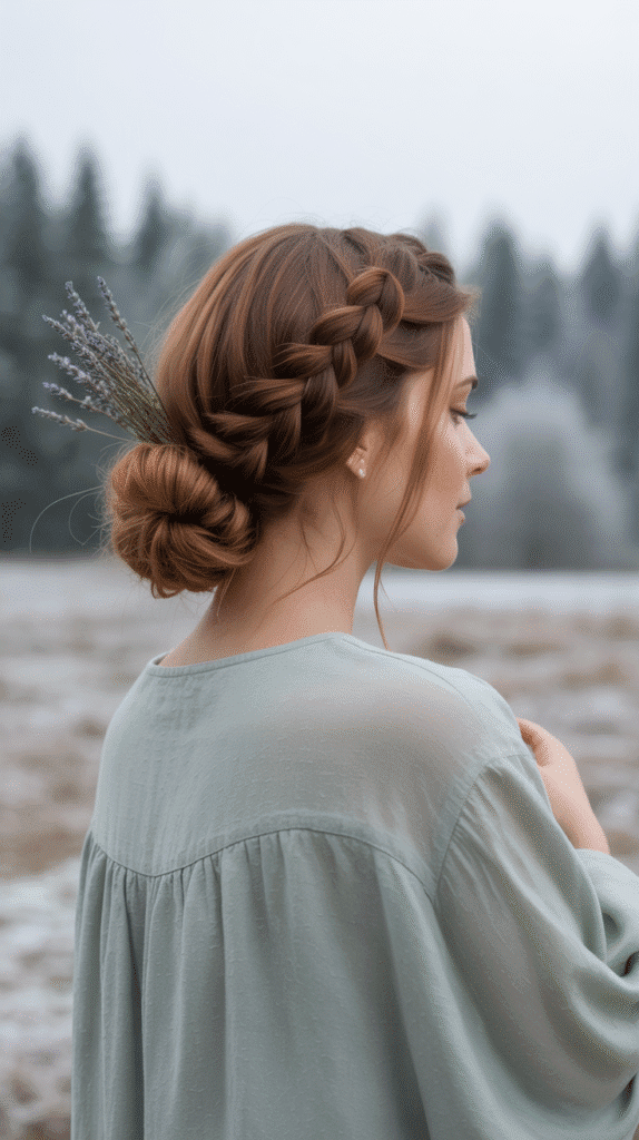 27 Chic Christmas Party Hairstyles for Medium Hair That Dazzle 17 Dutch Braid into Low Bun