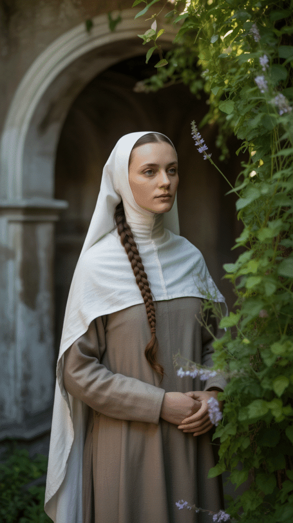 33 Step-by-Step Medieval Hairstyles for Princesses 15 The Covered Plait with Wimple