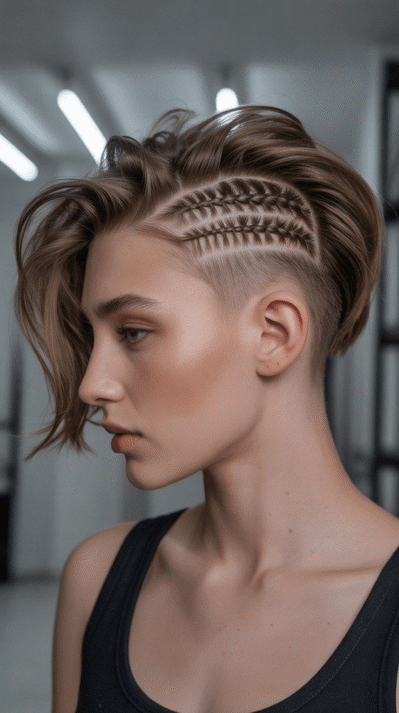 27 Whimsical Hairstyles for Short Hair That Feel Straight Out of a Fairytale 20  Asymmetrical Braided Undercut Style