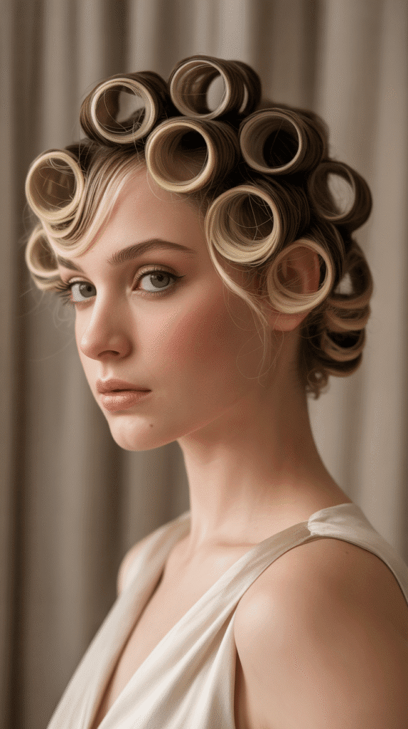 27 Whimsical Hairstyles for Short Hair That Feel Straight Out of a Fairytale 4 Vintage Pin Curl Crown