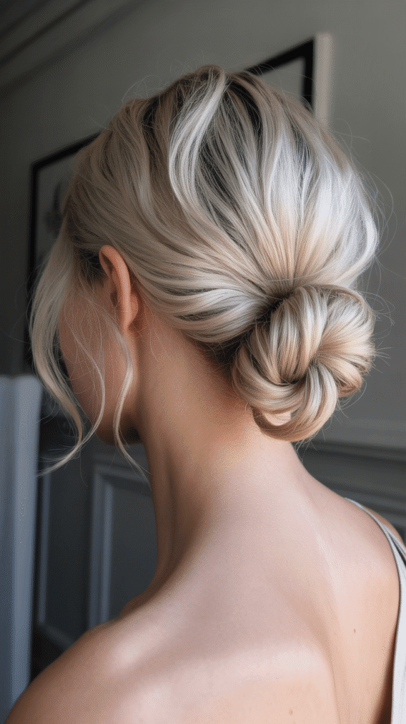 27 Whimsical Hairstyles for Short Hair That Feel Straight Out of a Fairytale 21 Twisted Low Chignon