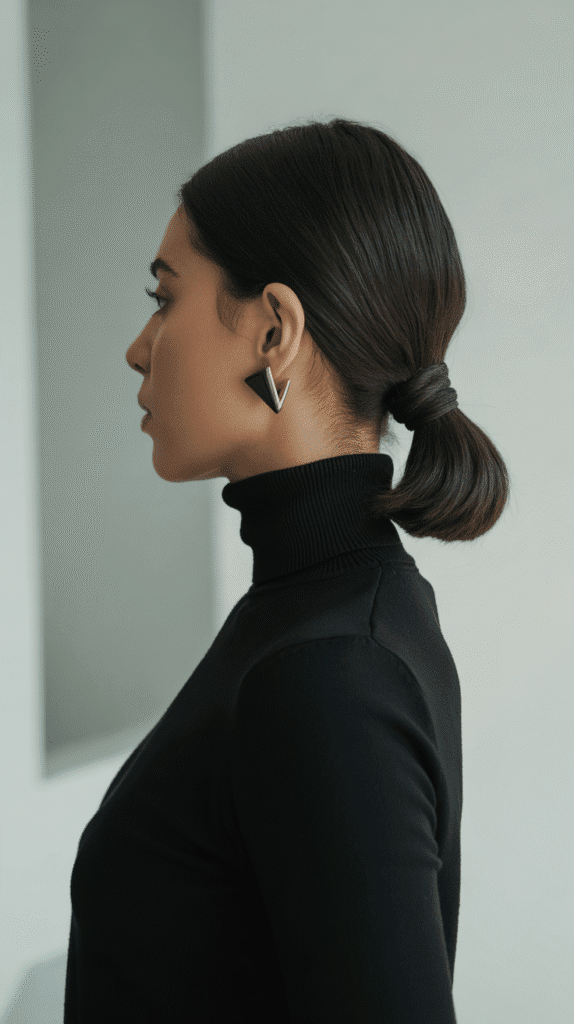 27 Chic Christmas Party Hairstyles for Medium Hair That Dazzle 11 Sleek Low Ponytail with Wrapped Detail