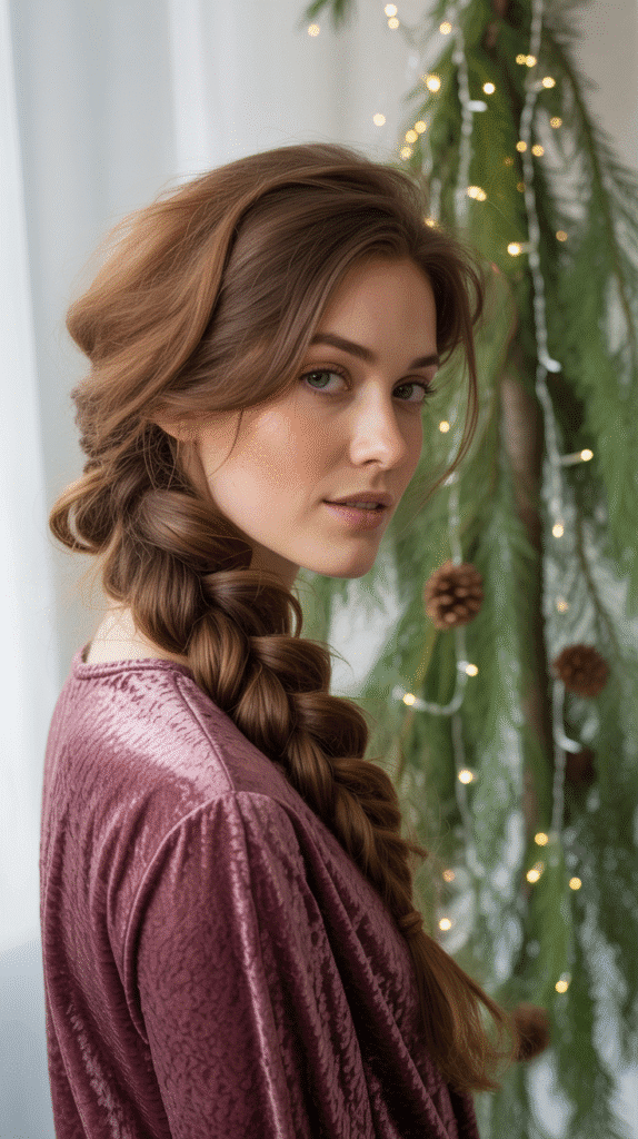 30 Elegant Christmas Party Hairstyles for Long Hair You'll Love 6 Textured Fishtail Braid