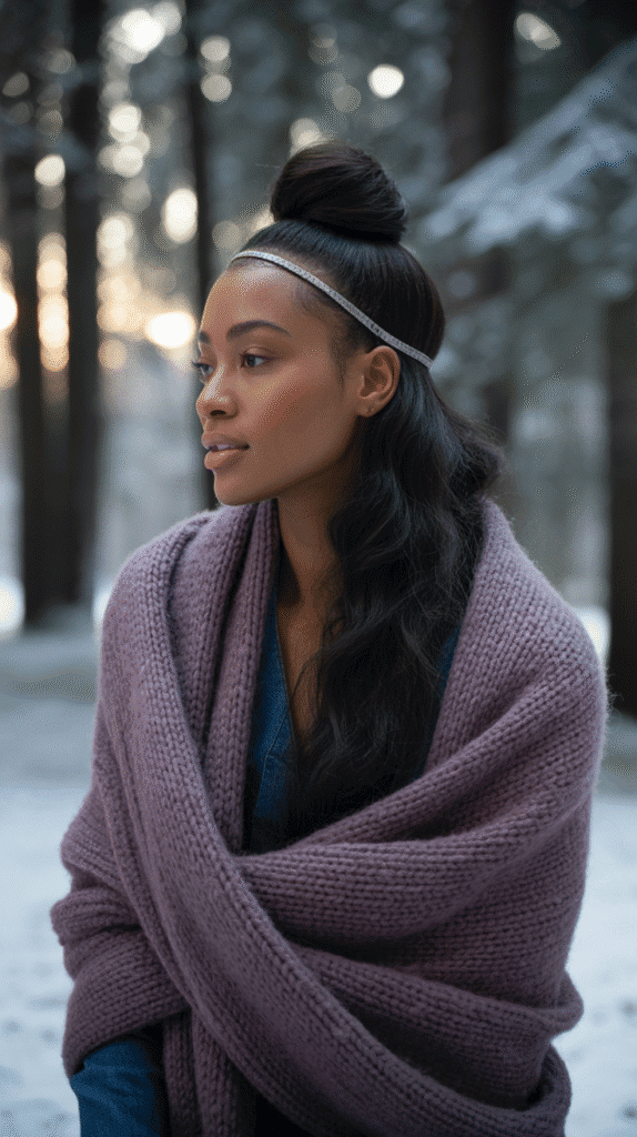 27 Sleek Straight Natural Hairstyles for Black Women Perfect for Winter 8 Sleek Straight Half-Up Half-Down Style