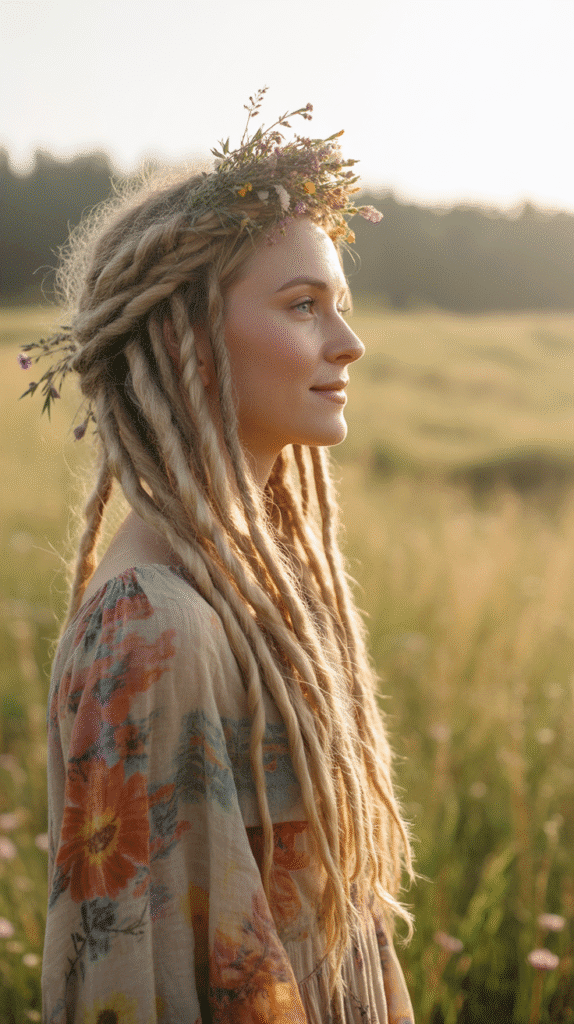 33 Latest Dreadlock Styles for Long Hair That Turn Heads 25 Bohemian Half-Braid Crown