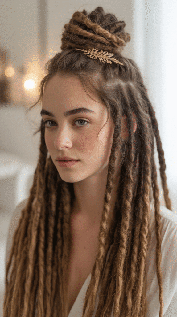 33 Latest Dreadlock Styles 2025 That Are Setting Trends 18 Half-Up Half-Down Loc Styles