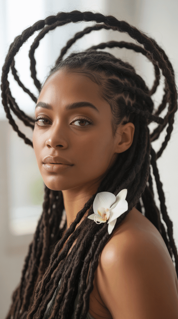 37 Best Dreadlock Styles for Black Women That Slay Every Look 16 Loc Crown Braid