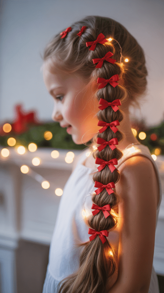 30 Cute Christmas Party Hairstyles for Kids That Are Adorable 28 Ponytail with Wrapped Hair Sections
