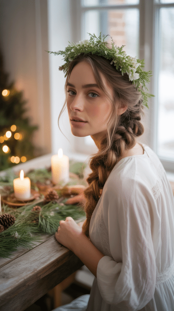 30 Elegant Christmas Party Hairstyles for Long Hair You'll Love 20 Boho Side Braid with Flowers
