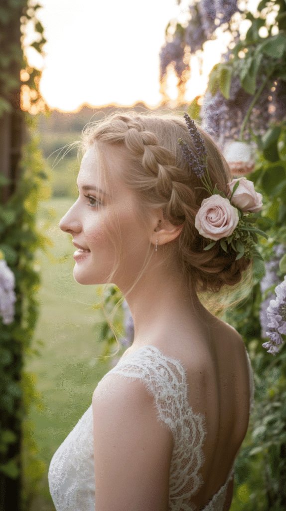 33 Enchanting Medieval Wedding Hairstyles for Princesses 29 The Braided Updo with Fresh Flowers