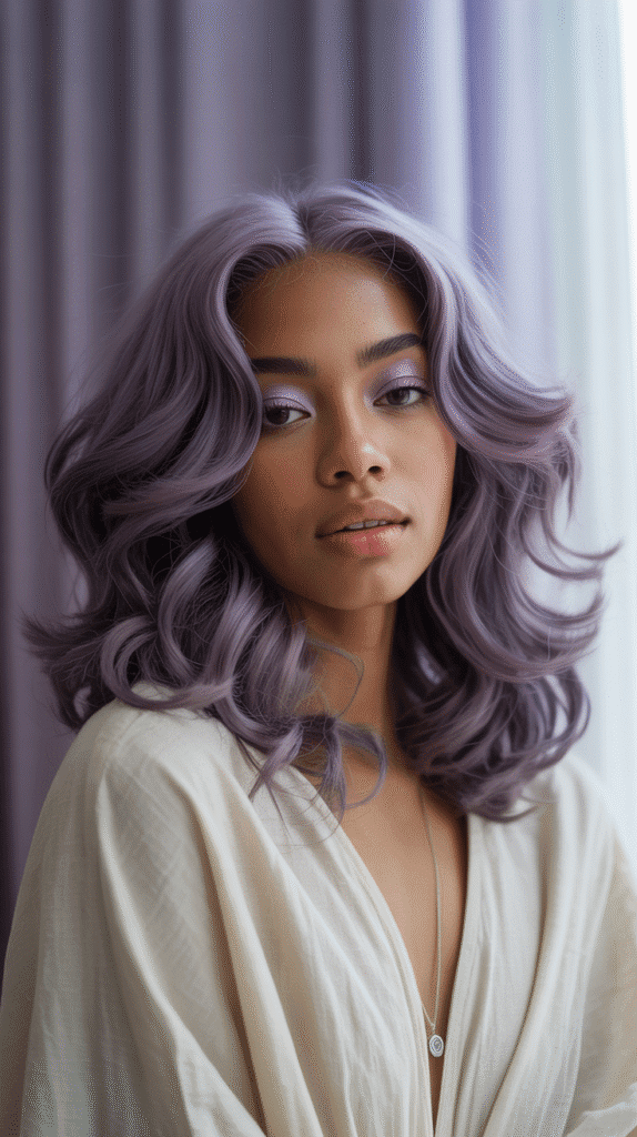 31 Bold Winter Hair Color Ideas for Black Women to Brighten the Cold Months 7 Smoky Lavender