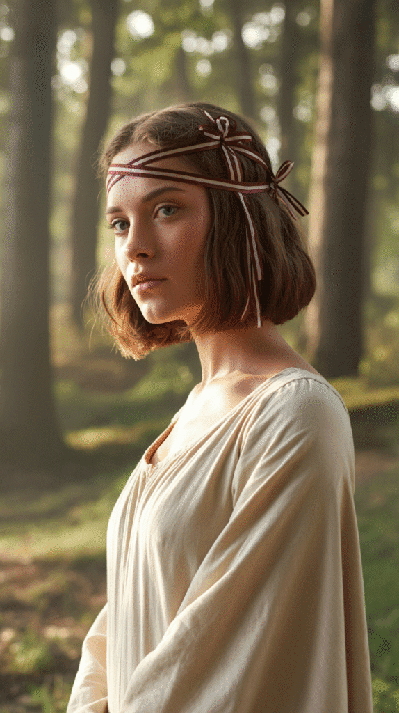 33 Chic Medieval Hairstyles for Short-Haired Princesses 21 The Ribbon-Laced Style