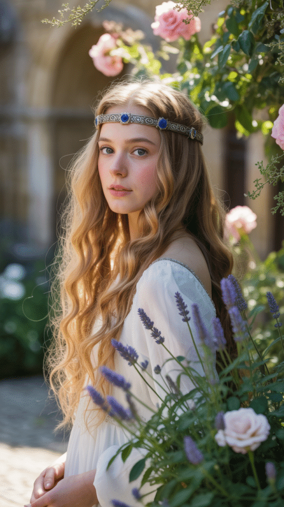 33 Step-by-Step Medieval Hairstyles for Princesses 2 The Maiden's Long Flowing Locks with Circlet