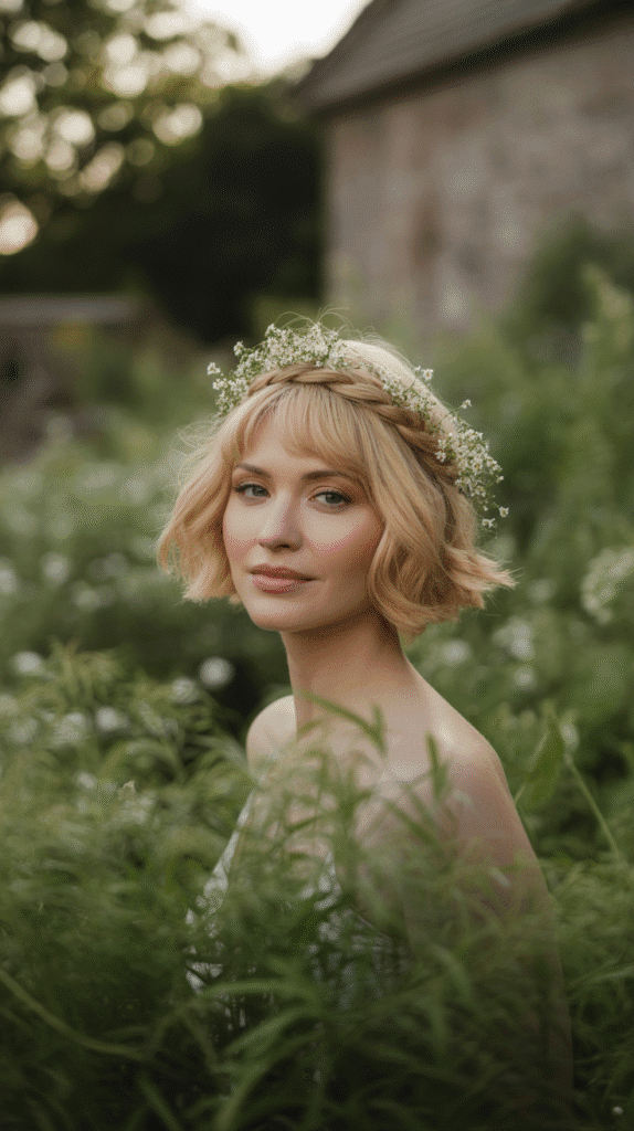 33 Easy French Hairstyles for Short Hair That Look Modern and Fresh 13 Braided Crown Accent